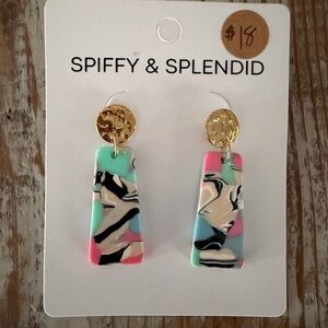 Spiffy & Splendid Colorful Marble Drop Earrings
